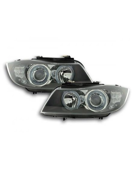 Fari Angel Eyes BMW Serie 3 berlina / touring tipo E90 / E91 05-08 neri