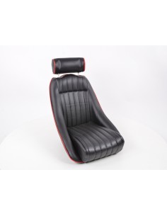 FK Oldtimersitze Sedili avvolgenti per auto Set Classic 2 in pelle sintetica nera con poggiatesta 2
