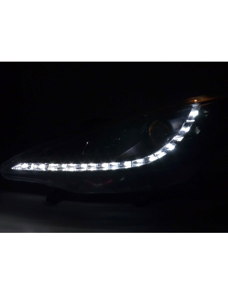 Faro diurno Luci di marcia diurna a LED Peugeot 207 06- nero