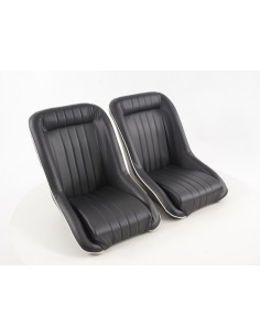 FK Oldtimersitze Sedili avvolgenti per auto in stile retrò nero / bianco