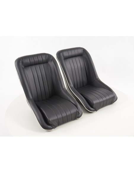 FK Oldtimersitze Sedili avvolgenti per auto in stile retrò nero / bianco