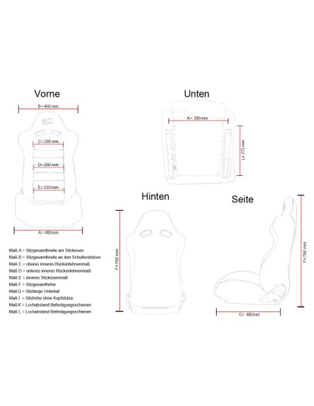 FK Oldtimersitze Sedili avvolgenti per auto in stile retrò nero / bianco