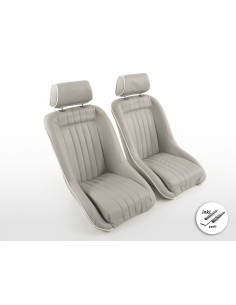 FK Oldtimersitze Sedili avvolgenti per auto in stile retrò grigio / bianco