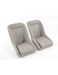 FK Oldtimersitze Sedili avvolgenti per auto in stile retrò grigio / bianco 2