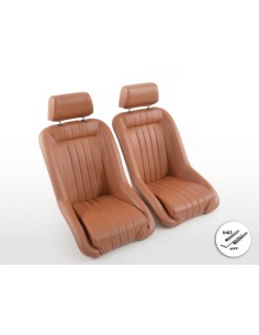 FK Oldtimersitze Sedili avvolgenti per auto in stile retrò, marrone chiaro