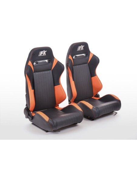FK sedili sportivi set di sedili semiguscio per auto in finta pelle Frankfurt nera / arancione