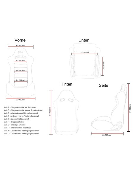 FK Oldtimersitze Sedili avvolgenti per auto Set Classic 2 in finta pelle rossa con poggiatesta
