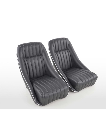 FK Oldtimersitze Sedili avvolgenti per auto Set Montgomery in un look retrò nero / bianco