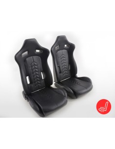 FK sedili sportivi set di sedili semiguscio per auto in pelle sintetica nera con riscaldamento sedile