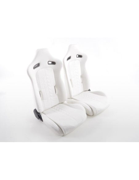 FK sedili sportivi set di sedili semigusci per auto in pelle sintetica bianca