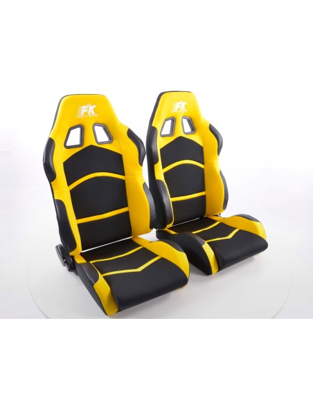 Sedili sportivi FK set sedili semigusci automatici in tessuto Cyberstar nero / giallo