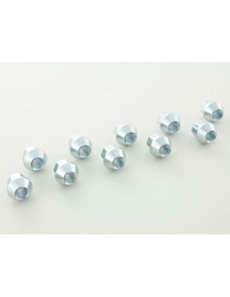Set di dadi ruota (10 pezzi) Lunghezza 34 mm, collare conico M12x1,5 argento