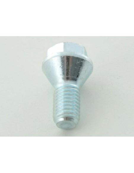 Bullone ruota singola, lunghezza albero 26 mm, collare conico, testa corta, argento M12x1,75