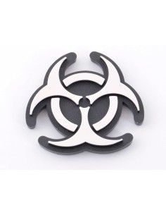 Adesivo cromato 3D logo auto motivo Radioactiv 52x52 mm cromato