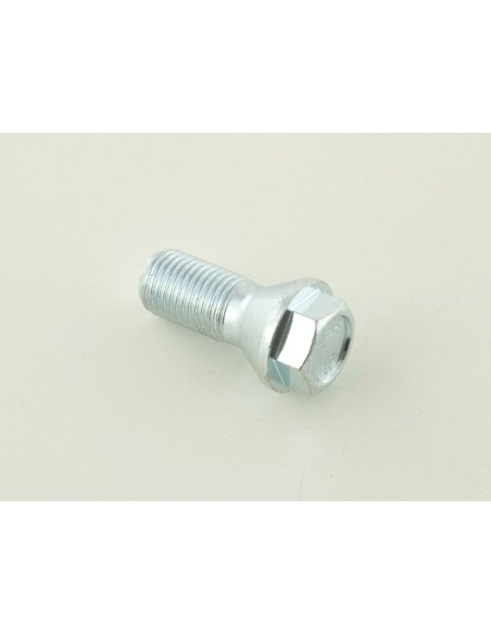 Bullone ruota singola, lunghezza albero 26 mm, collare conico, testa corta, argento M12x1,5