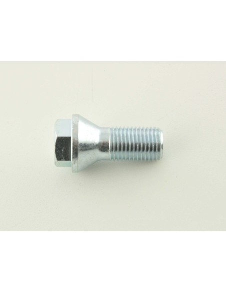 Bullone ruota singola, lunghezza albero 26 mm, collare conico, testa corta, argento M12x1,5