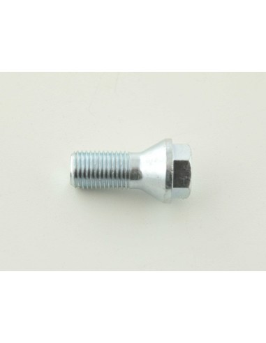 Bullone ruota singola, lunghezza albero 26 mm, collare conico, testa corta, argento M12x1,5