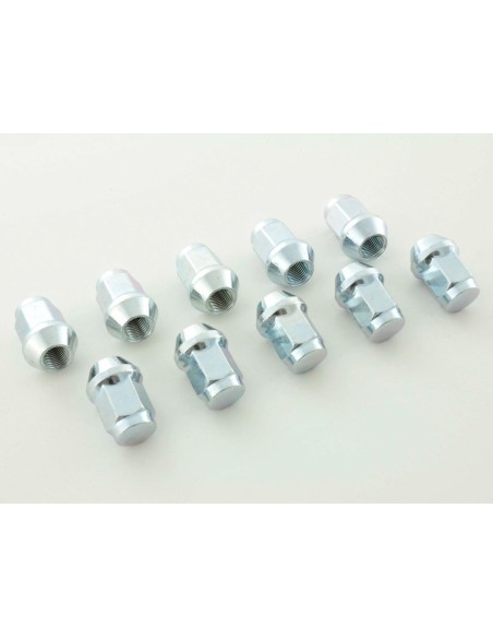 Set bulloni ruota (10 pz.) Lunghezza albero 55mm, collare conico argento M12x1,5