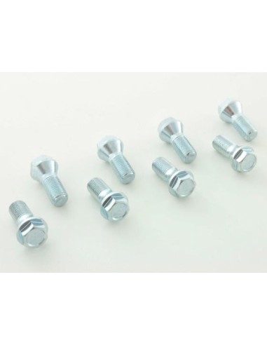 Set bulloni ruota (8 pz.) Lunghezza albero 26 mm, collare conico, testa corta, argento M14x1,5