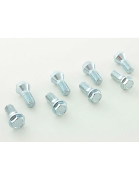 Set bulloni ruota (8 pz.) Lunghezza albero 26 mm, collare conico, testa corta, argento M14x1,5