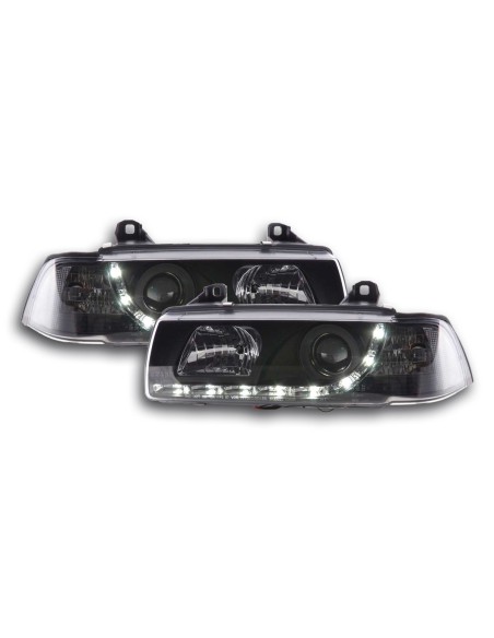 Fari Daylight Luci diurne a LED BMW Serie 3 E36 Limo / Touring nero per guida a destra
