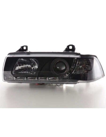 Fari Daylight Luci diurne a LED BMW Serie 3 E36 Limo / Touring nero per guida a destra