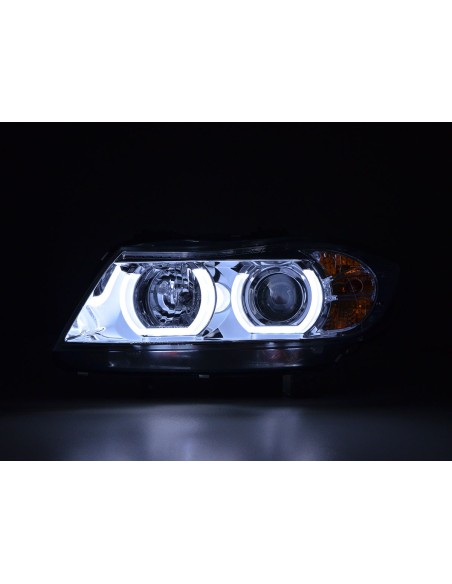 Faro Daylight LED DRL look BMW Serie 3 E90 / E91 05-08 cromato