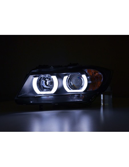 Set di fari Xenon Daylight LED DRL look BMW Serie 3 E90 / E91 05-08 nero