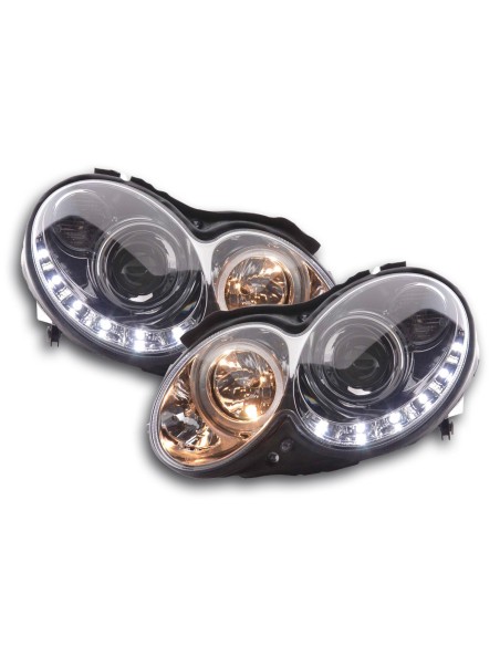 Faro Daylight LED DRL look Mercedes CLK tipo W209 04-09 cromato