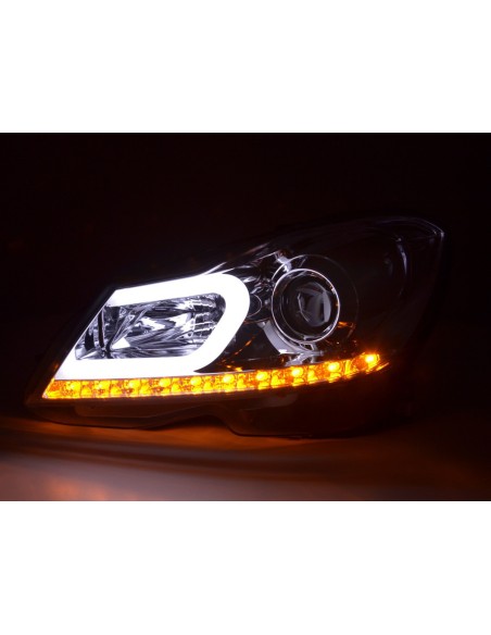 Faro Daylight LED DRL look Mercedes Classe C W204 11-14 cromato
