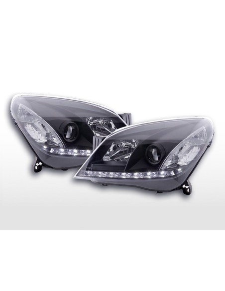 Faro Daylight LED DRL look Opel Astra H 04-10 nero per guida a destra