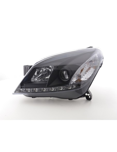 Faro Daylight LED DRL look Opel Astra H 04-10 nero per guida a destra