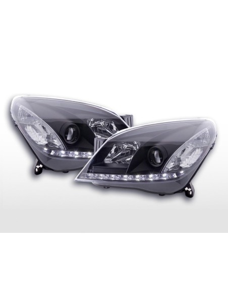 Faro Daylight LED DRL look Opel Astra H 04-10 nero per guida a destra