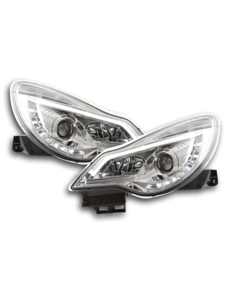Faro diurno Luci di marcia diurna a LED Opel Corsa D dal 2011 cromate per guida a destra
