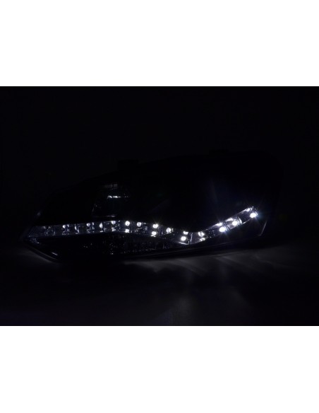 Faro Daylight LED DRL look VW Polo tipo 6R 2010- nero