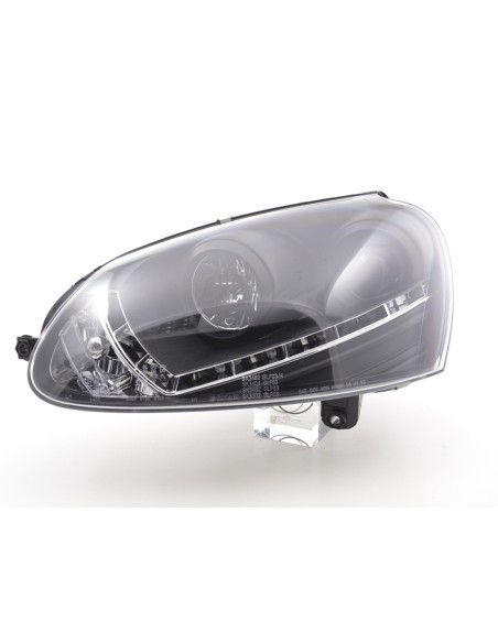 Faro Daylight LED DRL look VW Golf 5 tipo 1K 03-08 nero per guida a destra