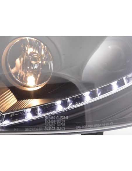 Faro Daylight LED DRL look VW Golf 5 tipo 1K 03-08 nero per guida a destra