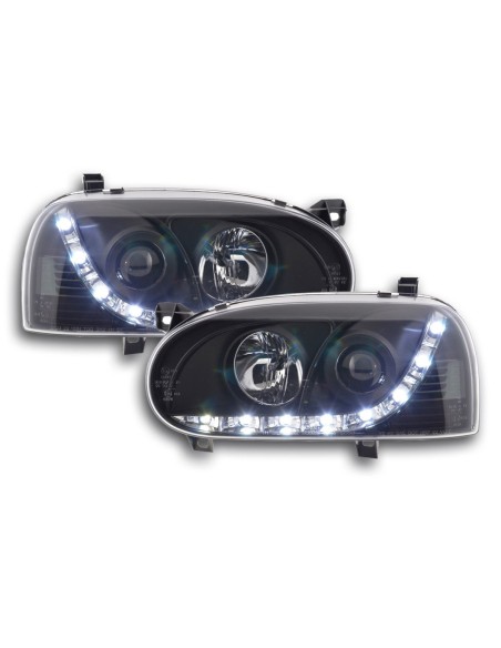 Faro Daylight LED DRL look VW Golf 3 tipo 1HXO 1EXO 91-97 nero