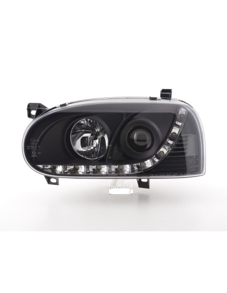 Faro Daylight LED DRL look VW Golf 3 tipo 1HXO 1EXO 91-97 nero