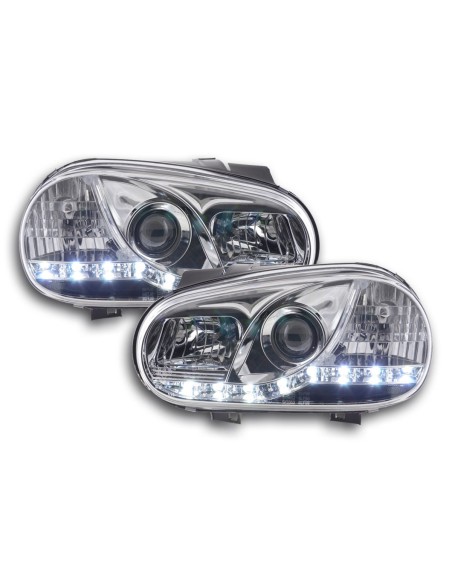 Faro Daylight LED DRL look VW Golf 4 tipo 1J 98-03 cromato per guida a destra