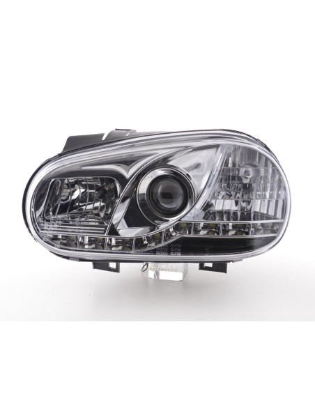 Faro Daylight LED DRL look VW Golf 4 tipo 1J 98-03 cromato per guida a destra