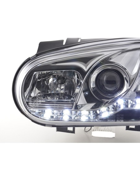 Faro Daylight LED DRL look VW Golf 4 tipo 1J 98-03 cromato per guida a destra