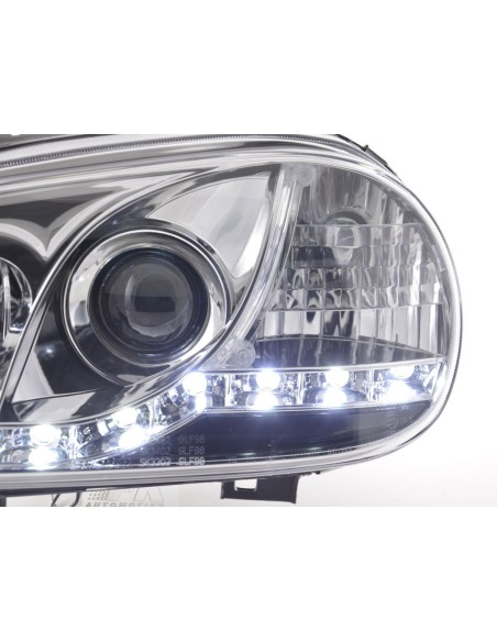 Faro Daylight LED DRL look VW Golf 4 tipo 1J 98-03 cromato per guida a destra