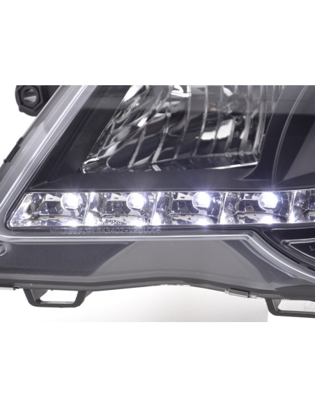 Faro Daylight LED DRL look VW Polo tipo 9N3 05-09 nero per guida a destra