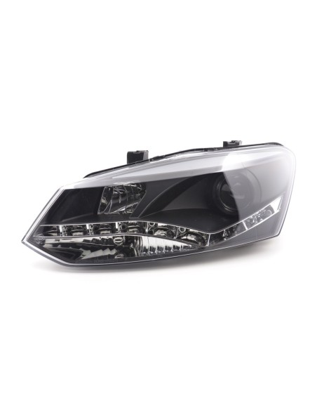 Faro Daylight LED DRL look VW Polo tipo 6R 2010- nero per guida a destra