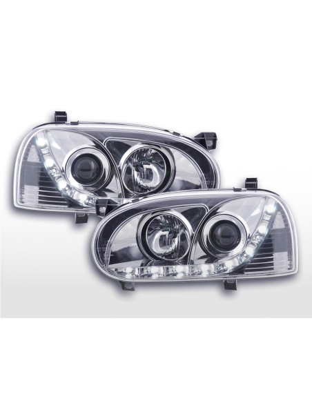 Faro diurno Luci di marcia diurna a LED VW Golf 3 91-97 cromate per guida a destra