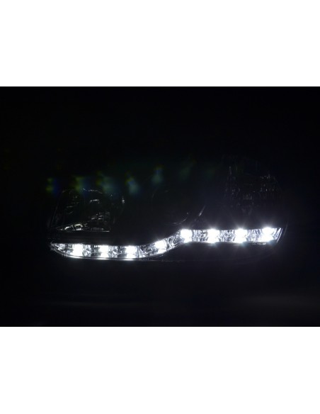 Set di fari Daylight Luci di marcia diurna a LED VW Golf 4 97-03 nere per guida a destra