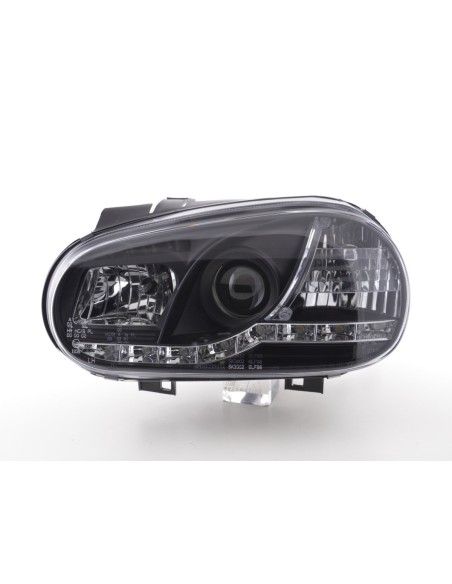 Set di fari Daylight Luci di marcia diurna a LED VW Golf 4 97-03 nere per guida a destra