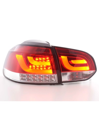 Fanali posteriori a LED set VW Golf 6 tipo 1K dal 2008 al 2012 rosso / trasparente con indicatori LED