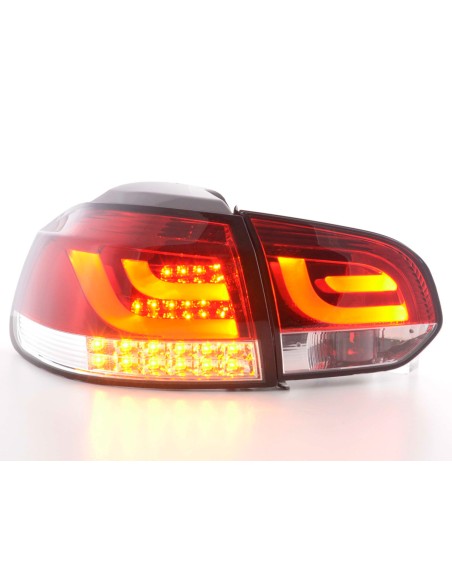 Fanali posteriori a LED set VW Golf 6 tipo 1K dal 2008 al 2012 rosso / trasparente con indicatori LED